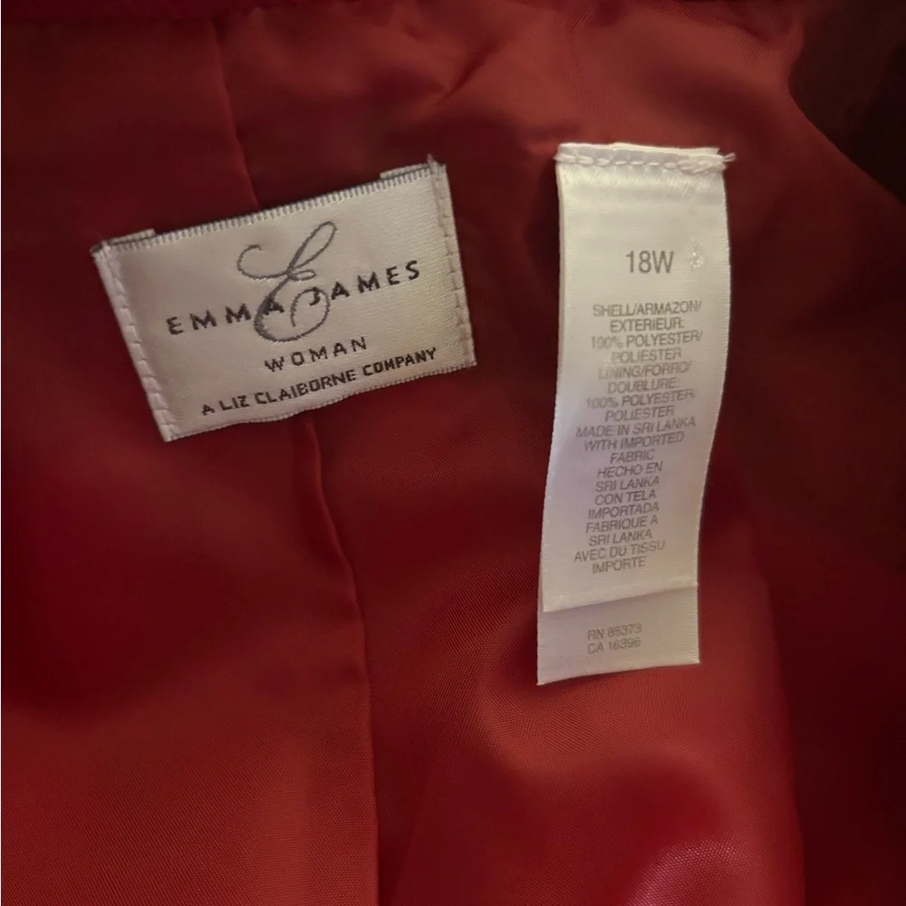 Liz Claiborne Emma James Red Women's Blazer Jacket sz 18W